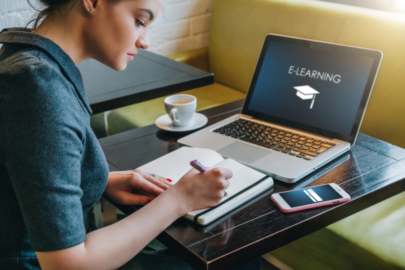 Young man doing e-learning