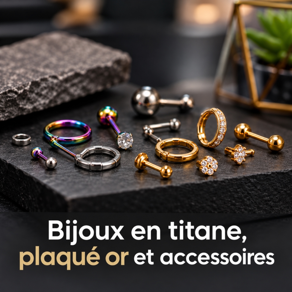 Bijoux en titane, plaqué or et accessoires