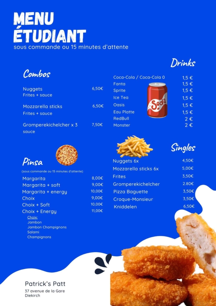 Menu étudiant 