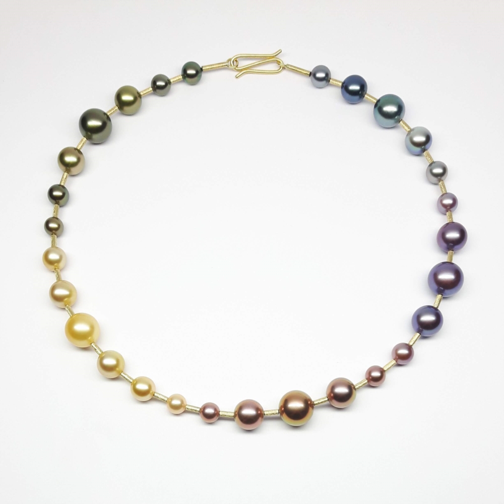 Collier en perles Tahiti, perles des mers du Sud et Edison.