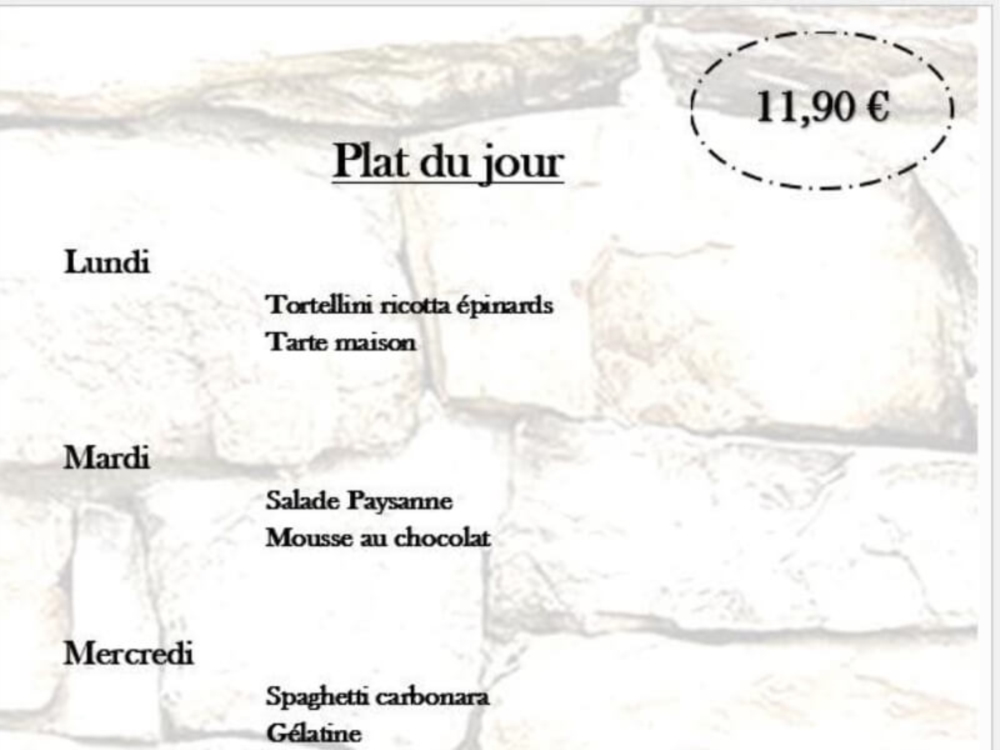 Menu du jour