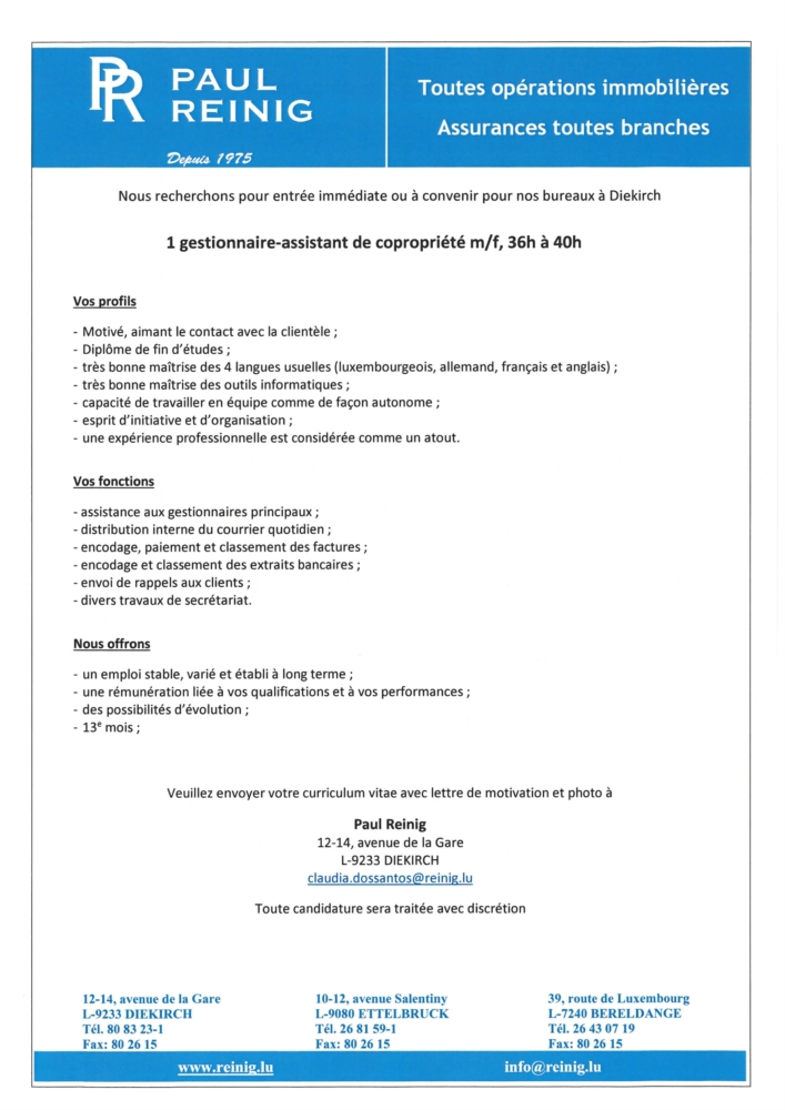 Gestionnaire-assistant de copropriété