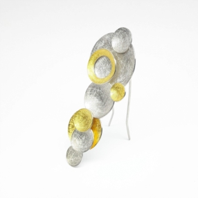 "bubbles", broche-pendentif en argent 925/- et or fin 24kt.