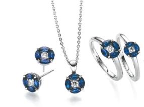 Parrure Or Blanc, Saphir et Brillant