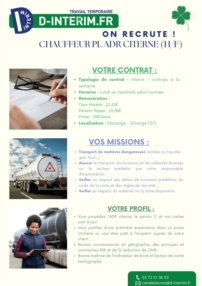 CHAUFFEUR PL ADR CITERNE (H/F)