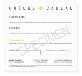 Offrez un Chèque Cadeau The Cutting Room !