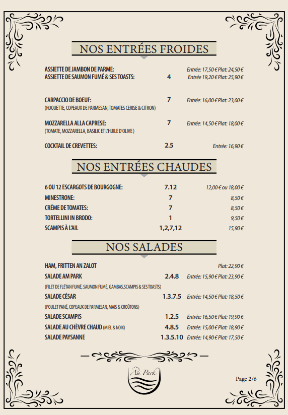 Notre Menu  2