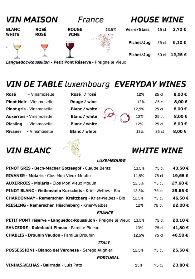 Carte Boissons
